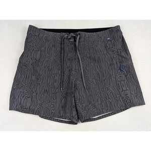 AFTCO Board Shorts Mens 38 Gray Black Swirl Print Swim‎ Trunks FLAW